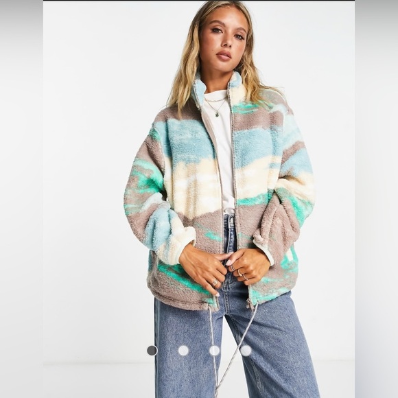 Levi's Atlas Sherpa Mountain Landscape Fleece - Mink - Size Small - Picture 1 of 14